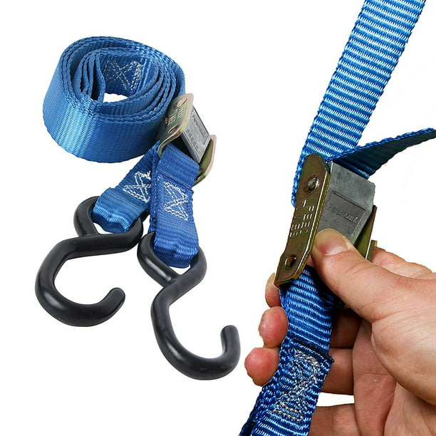 2pc Cam buckle Cargo Tie Down Straps w/Polyester Webbing & Coated S-Hooks Black